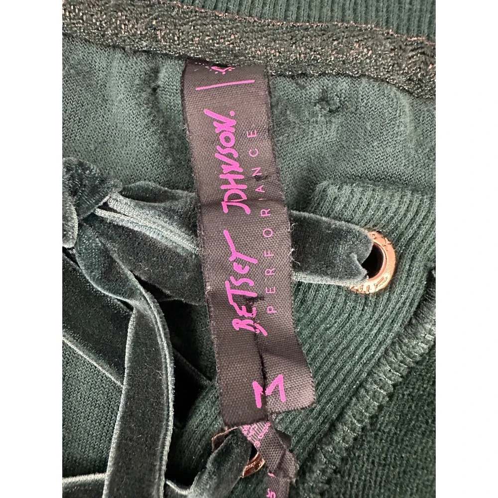 Betsey‎ Johnson Velour Lace Up Sweatshirt Green Performance Womens M Christmas - Picture 5 of 13